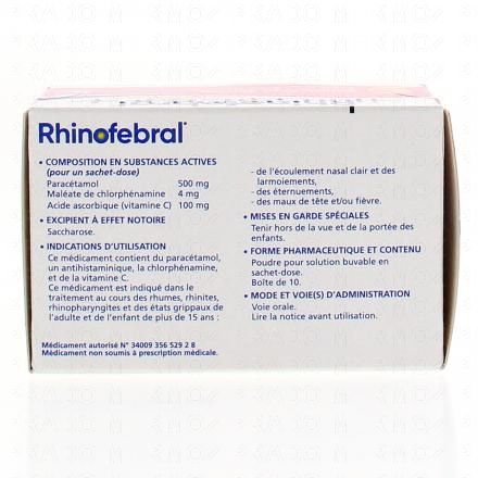 RHINOFEBRAL Rhume et état grippal 10 sachets boîte de 10 sachets