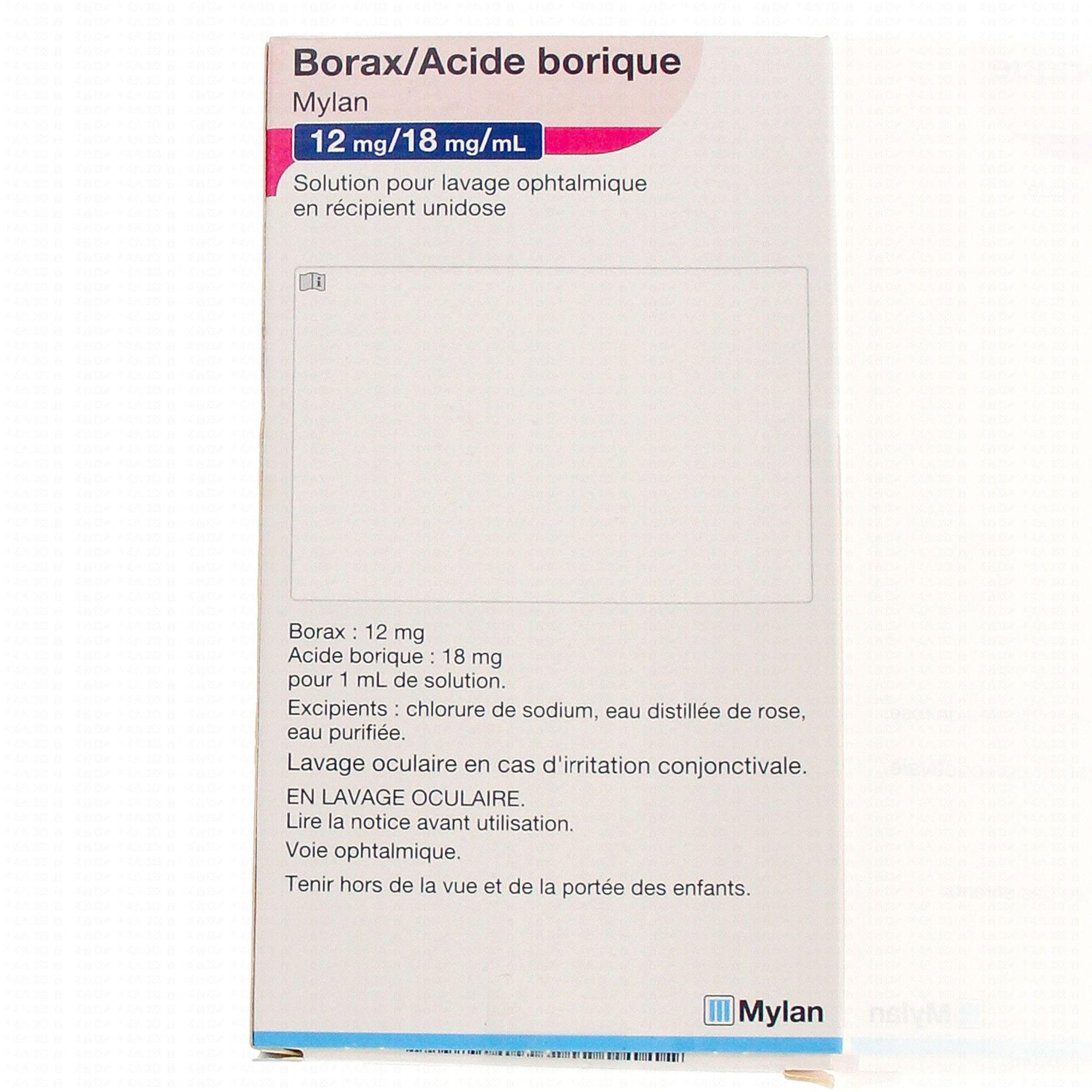MYLAN Borax acide borique 12mg / 18mg 20 récipients unidoses de 5 ml