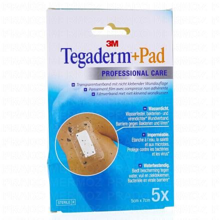 3M Tegaderm+Pad Professional care - Pansement transparent avec compresse (5 pansements 5cm x 7cm)