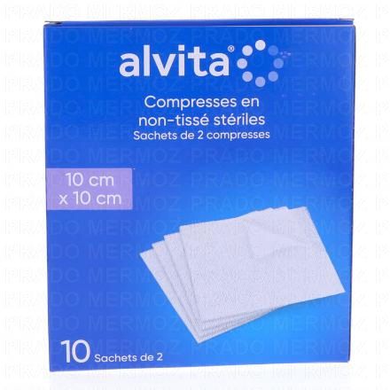 ALVITA Compresses en non-tissé stériles (taille 10 * 10cm - 10 sachets de 2 compresses)