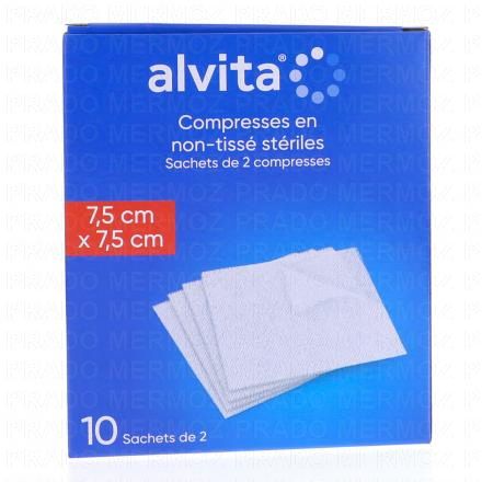 ALVITA Compresses en non-tissé stériles (taille 7,5*7,5 cm - 10 sachets de 2 compresses)