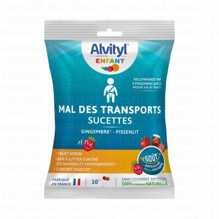 ALVITYL Bien-être physique - Mal des transports x10 sucettes cola fraise