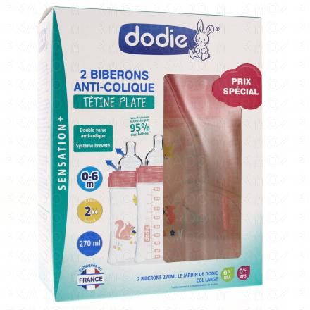 DODIE Biberon anti-colique tétine plate (duo rose)