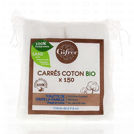 Gifrer Carres Coton Bio 9 X 9 Cm Paquet 150 Pharmacie En Ligne Prado Mermoz