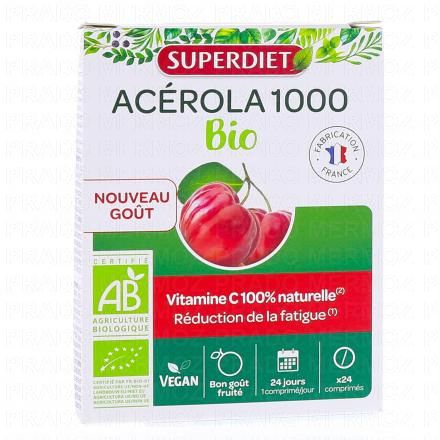 SUPERDIET Acérola 1000 vitamine C bio (boîte de 24 comprimés)